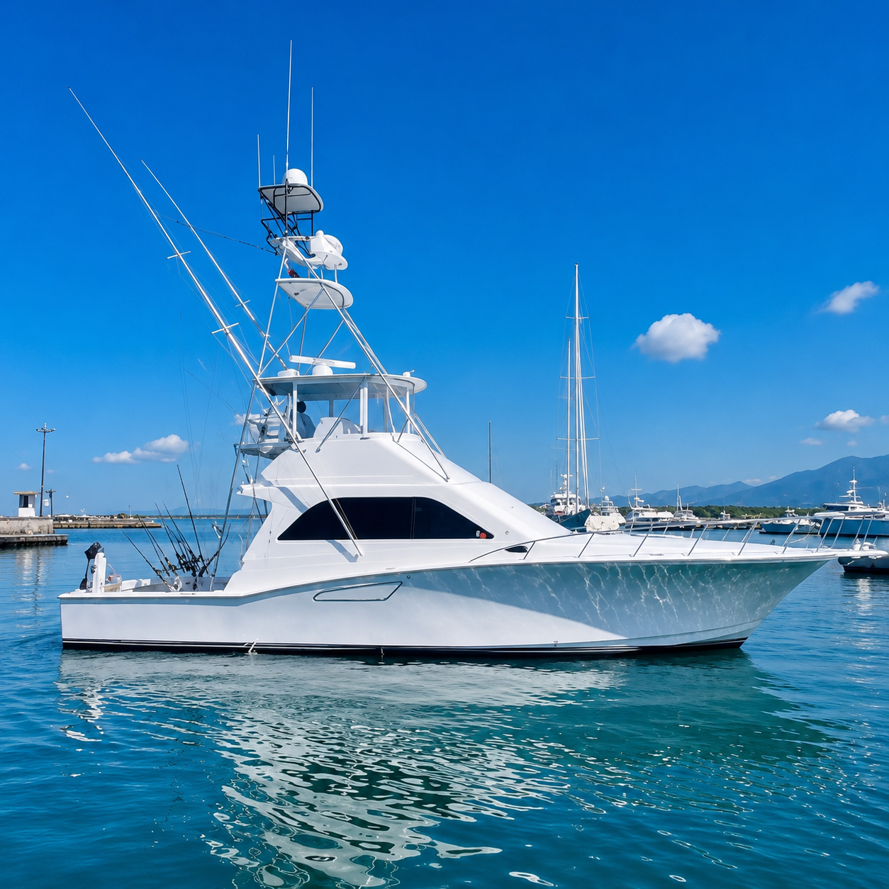 Equipamiento de pesca de primera calidad y un interior confortable a bordo del yate Ambition Cabo