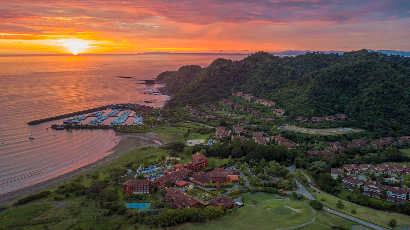 Los Sueños Resort and Marina at sunset in Costa Rica